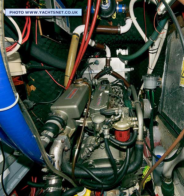 Engine from aft cabin
